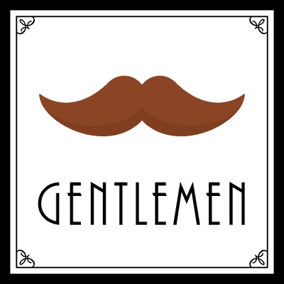 Custom Square Full Color Art Deco Men's Bathroom Sign