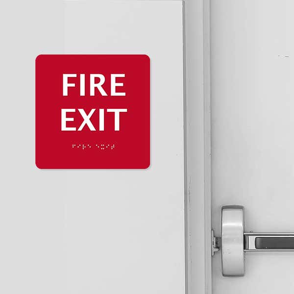 Red Square ADA Sign For A Fire Exit