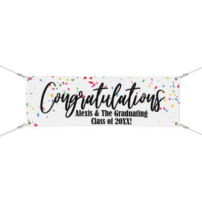 Personalized Confetti 2" x 6" Graduation Banner  - alternate view