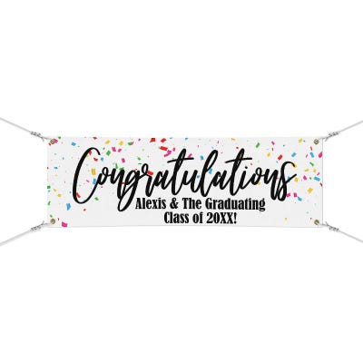 Personalized Confetti 2" x 6" Graduation Banner - alternate view