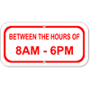 Between Hours Of Aluminum Add-On Sign | 6" x 12"