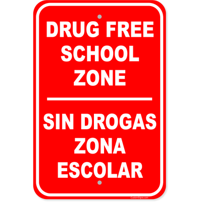 Bi Lingual Drug Free Aluminum Sign | 18" x 12"