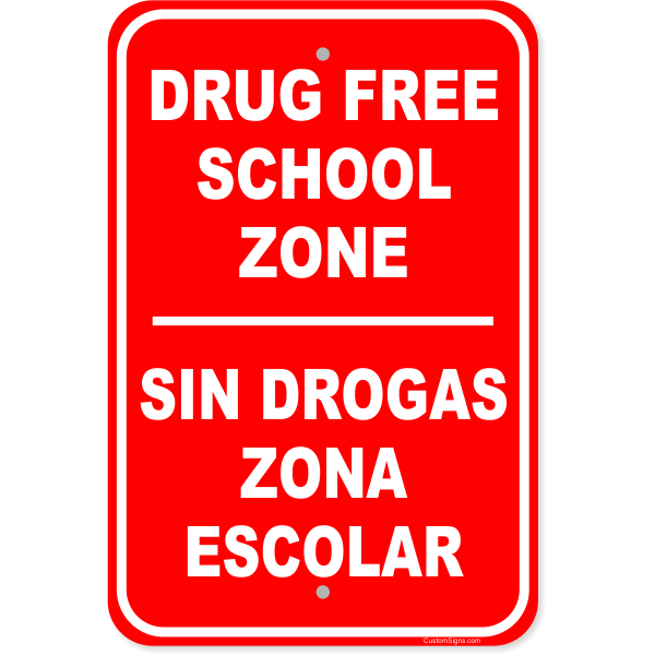 Bi Lingual Drug Free 18" x 12" Aluminum Sign