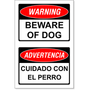 6" x 4" Bilingual Beware of Dog Decal