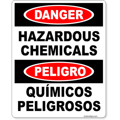 Bilingual Danger Hazardous Chemical Full Color Sign | 10" x 8"