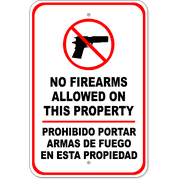 Bilingual No Firearms 18" x 12" Aluminum Sign 