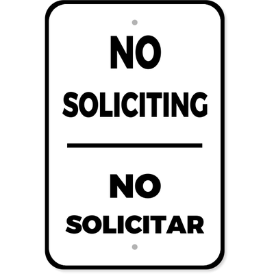 Bilingual No Soliciting Aluminum Sign | 18" x 12"