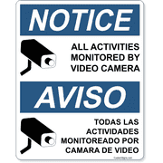 Bilingual Notice Activities Monitored 10" x 8" Full Color Sign 