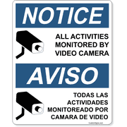 Bilingual Notice Activities Monitored 10" x 8" Full Color Sign 