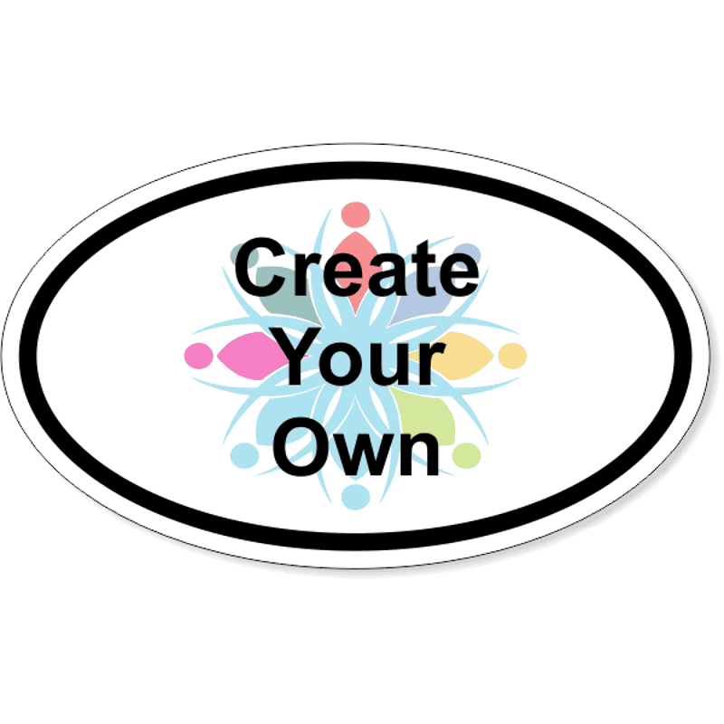 Black Border Oval Bumper Sticker | 3" x 5"