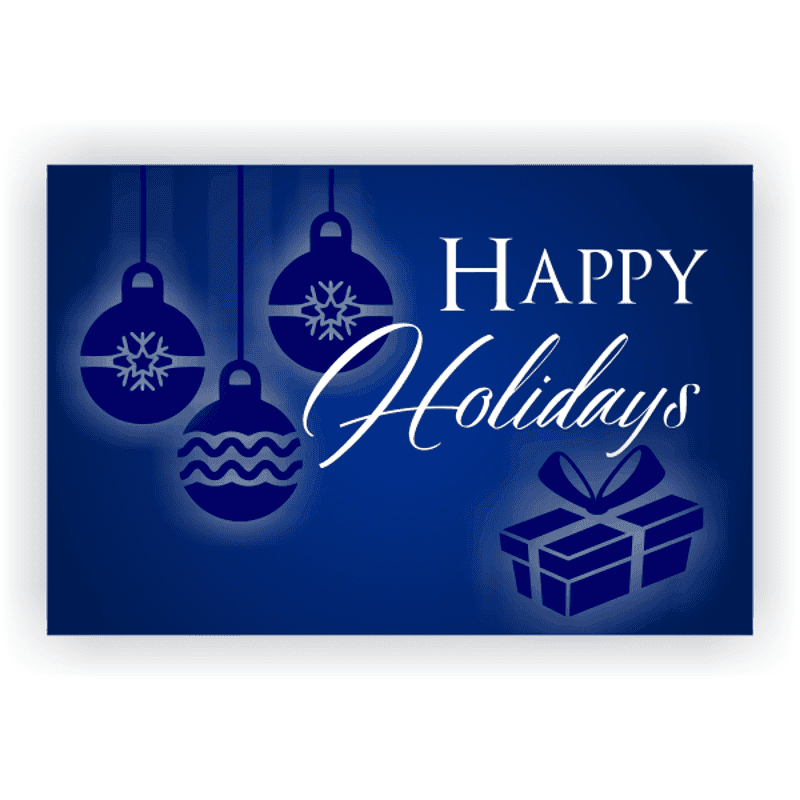Blue Ornament Happy Holidays Banner | 2' x 3'