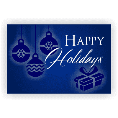 Blue Ornament Happy Holidays Banner | 2' x 3'