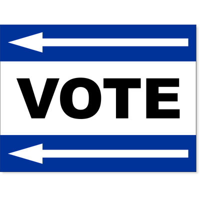 Blue Vote Left Arrow Yard Sign | 18" x 24"