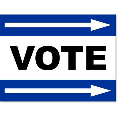 Blue Vote Right Arrow Yard Sign | 18" x 24"
