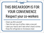 Breakroom Rules Plastic Sign