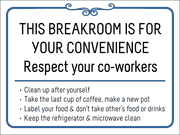 Breakroom Rules Plastic Sign