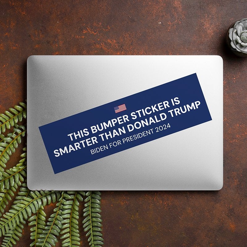 Smarter Than Trump Bumper Sticker on a closed laptop