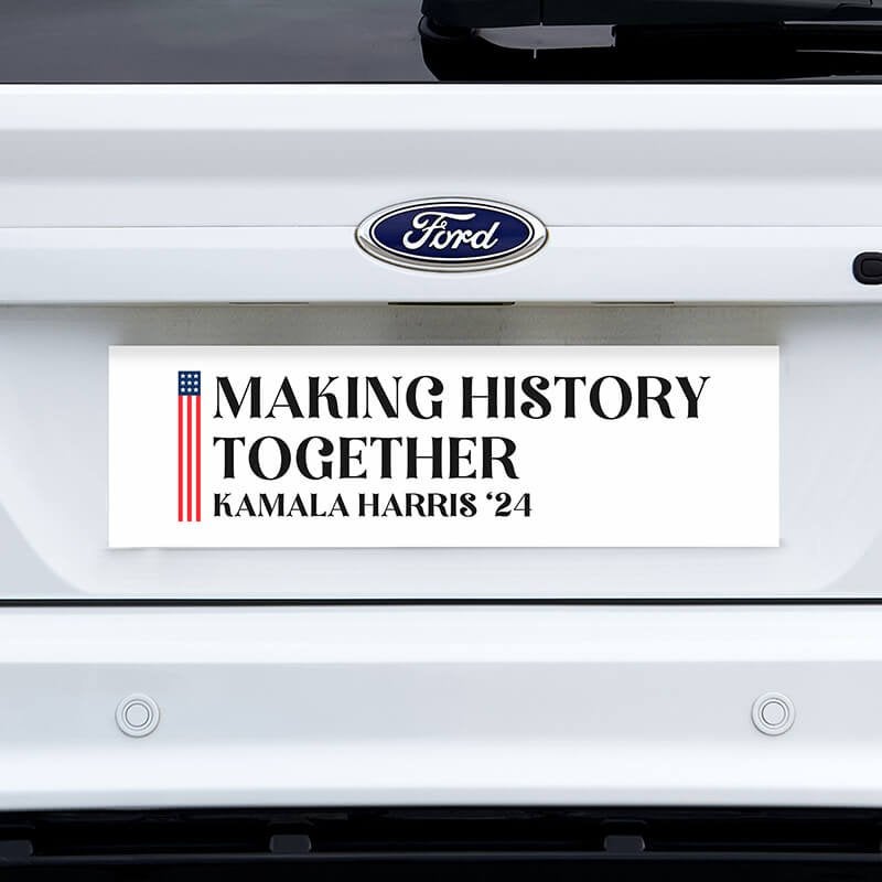 Make History Together | Harris Bumper Sticker on a white truck