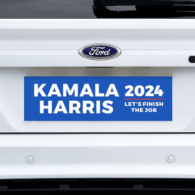 Let's Finish the Job | Harris Bumper Sticker on a white truck