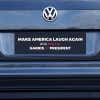 MALA Harris for President Bumper Sticker on a blue car