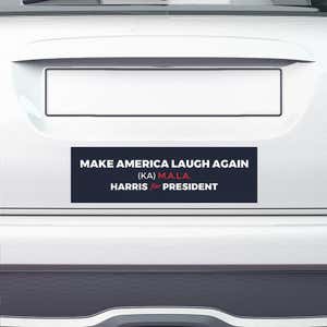 MALA Harris for President Bumper Sticker on a white car