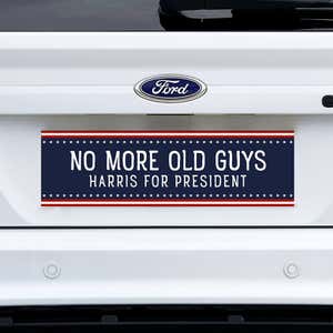 No More Old Guys | Harris Bumper Sticker on a white truck