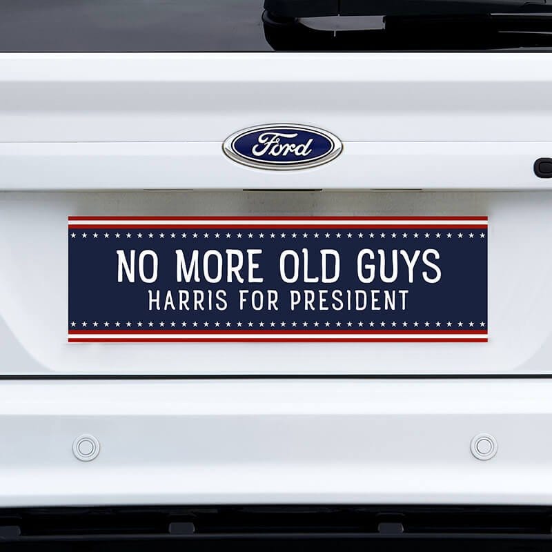 No More Old Guys | Harris Bumper Sticker on a white truck