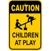Caution Children at Play 18" x 12" Aluminum Sign