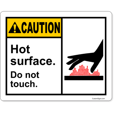 Caution Hot Surface Do Not Touch Color Sign | 8" x 10"