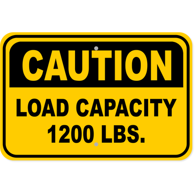 Caution Load Capacity Custom Pounds Aluminum Sign | 12" x 18"