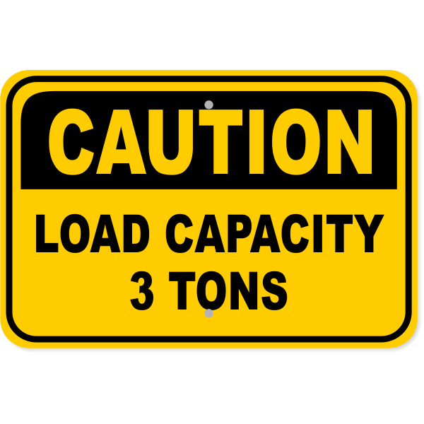 Caution Load Capacity Custom Tons 12" x 18" Aluminum Sign