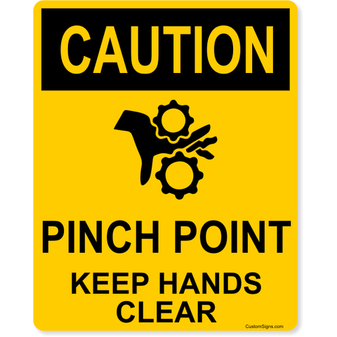 Caution Pinch Point 10" x 8" Full Color Sign 