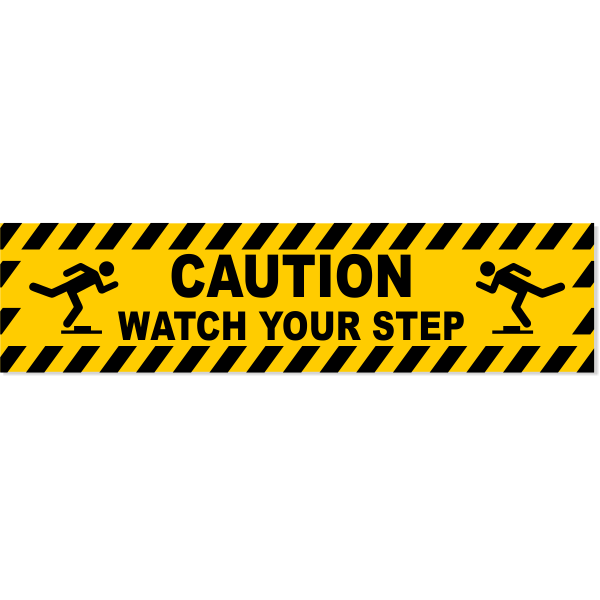 Caution Watch Your Step Icons 6" x 24" Decal