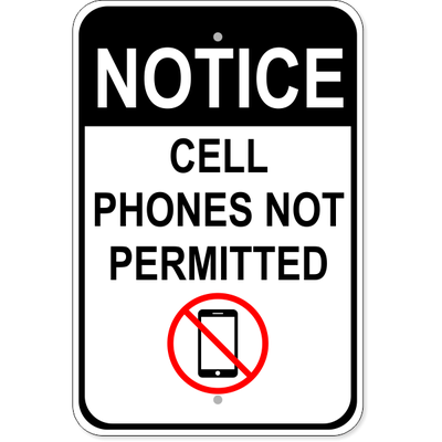 Cell Phones Not Permitted Aluminum Sign | 18" x 12"