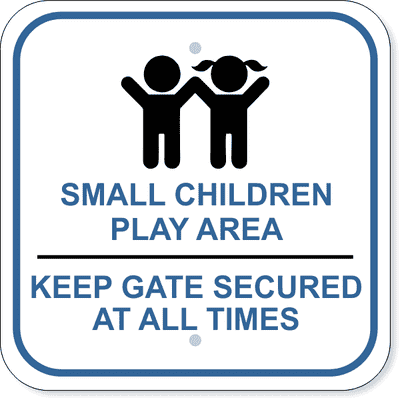 Children Play Area Lock Gate Aluminum Sign