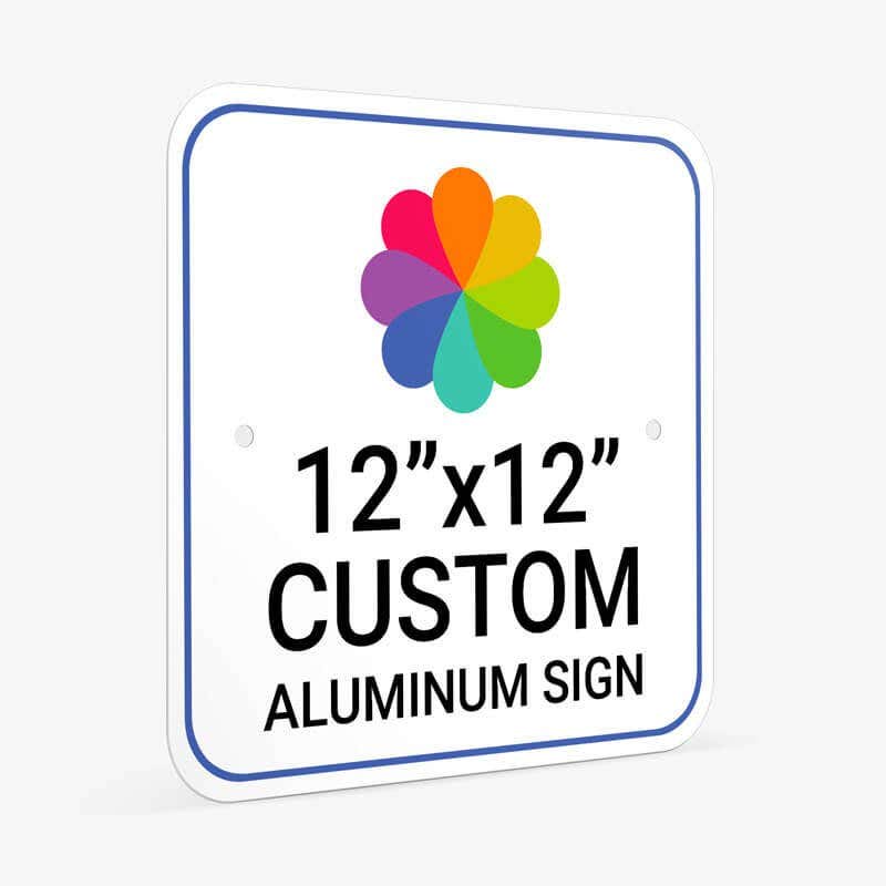 Custom Aluminum Sign 12" x 12" at an Angle to Show Thickness