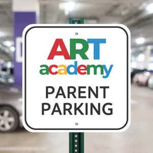 An Aluminum Sign for Parent Parking Mounted on a Sign Post