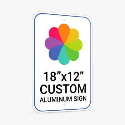 Custom Aluminum Sign 18"x12" at an Angle to See Thickness