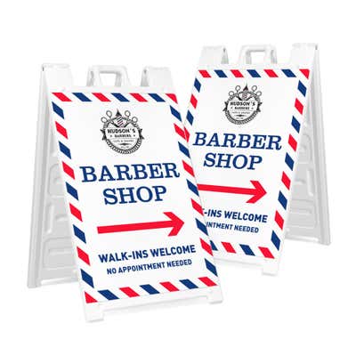 Two park here sandwich board signs for $10 and $25 