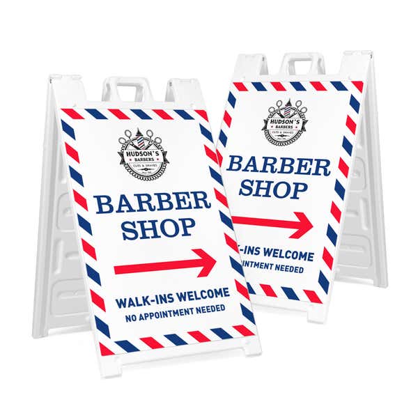 Barber Shop A-Frame Sign with Custom Text
