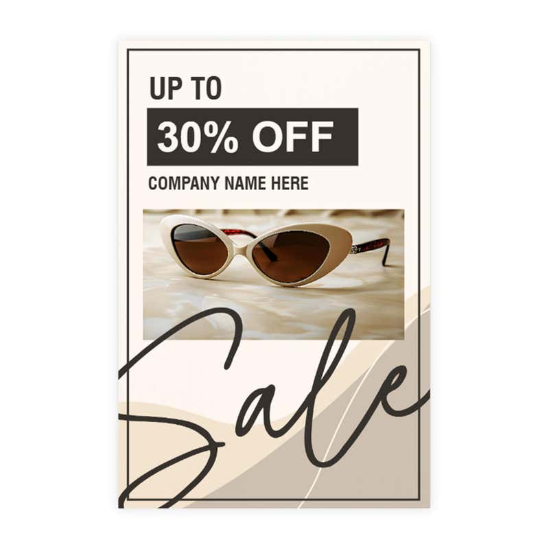 Beige sale sign design artwork on a white background
