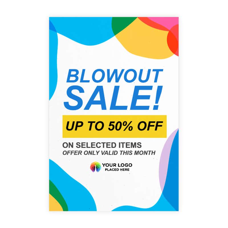 Blowout sale sign design artwork on a white background