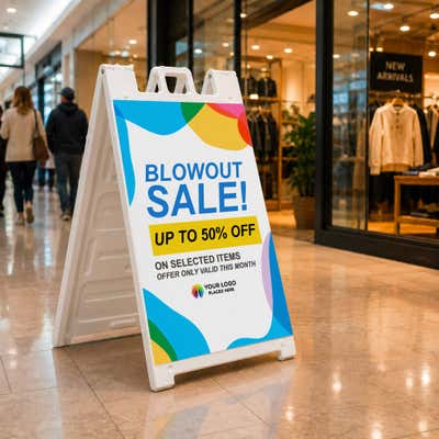 Blowout Sale A-Frame Sign with Custom Text - alternate view