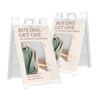 Two park here sandwich board signs for $10 and $25 