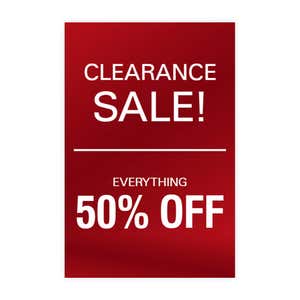 Clearance sign design artwork on a white background