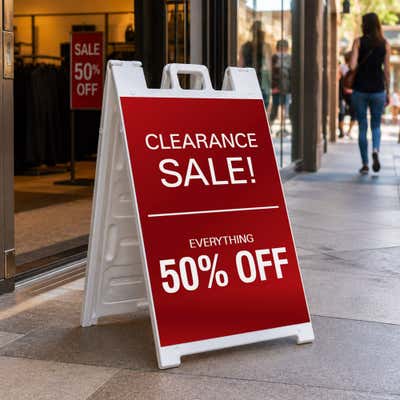 Clearance Sale A-Frame Sign with Custom Text - alternate view