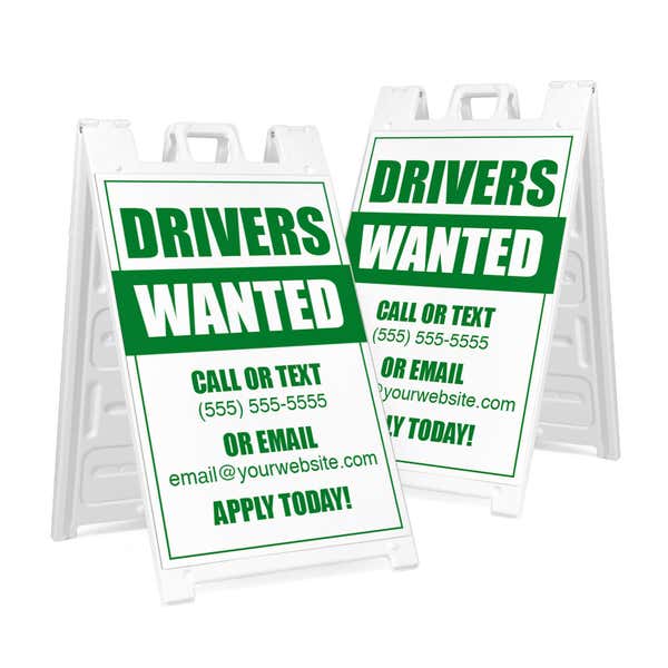Drivers Wanted A-Frame Sign with Custom Text