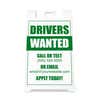 Front view of the drivers wanted A-frame sidewalk sign