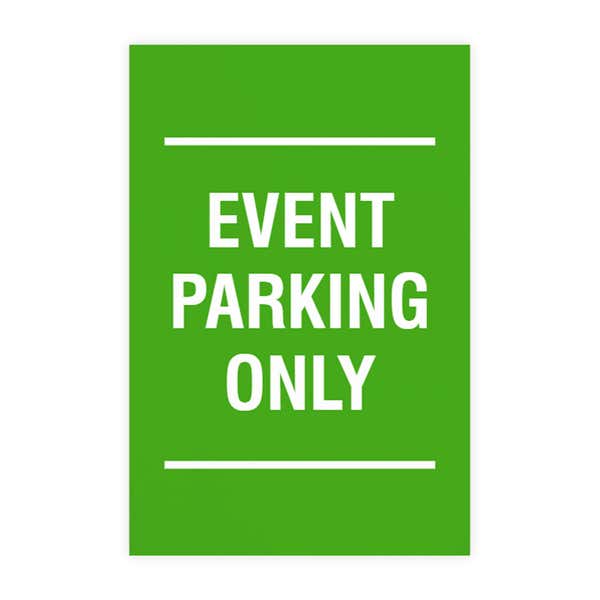 Event Parking Only sign design shown on a white background