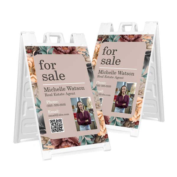 For Sale Agent A-Frame Sign with QR Code and Custom Text